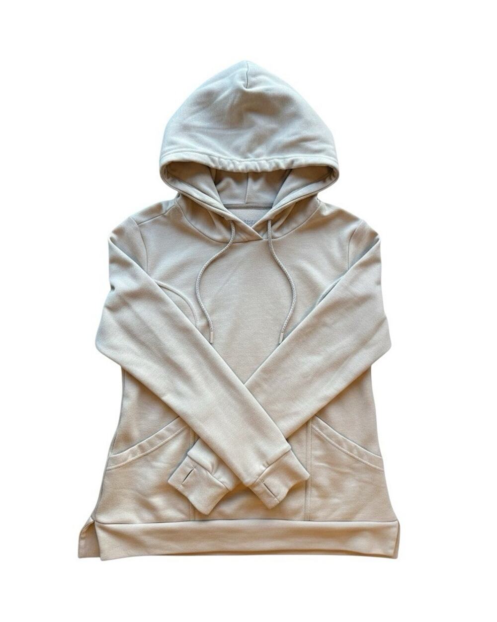 Avalanche Beige Hooded Pullover Fleece Hoodie w/ Pockets Women’s M Regular L08